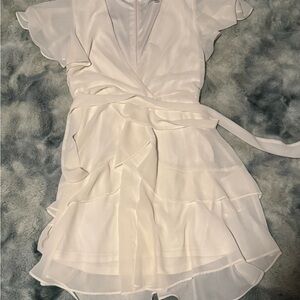 Love Tree Cream Mini Wrap Dress